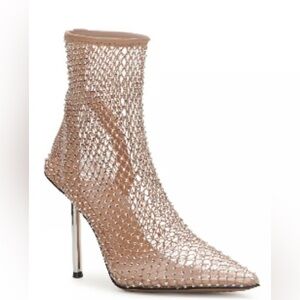 Vince Camuto Kiskia Nude Crystal Fishnet  Ankle Boot size 6.5